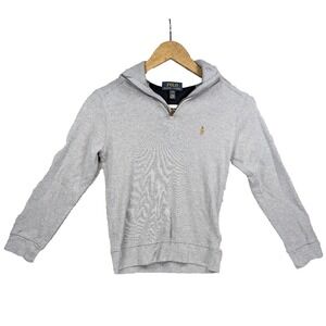 Polo Ralph Lauren Sweater Boys S/P (8) Gray Estate Rib Quarter Zip Flesh Pony